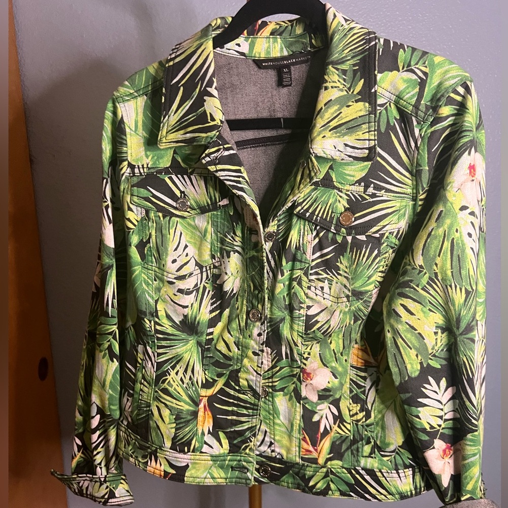 Tropical Jean jacket from White House Black Market  size XL.